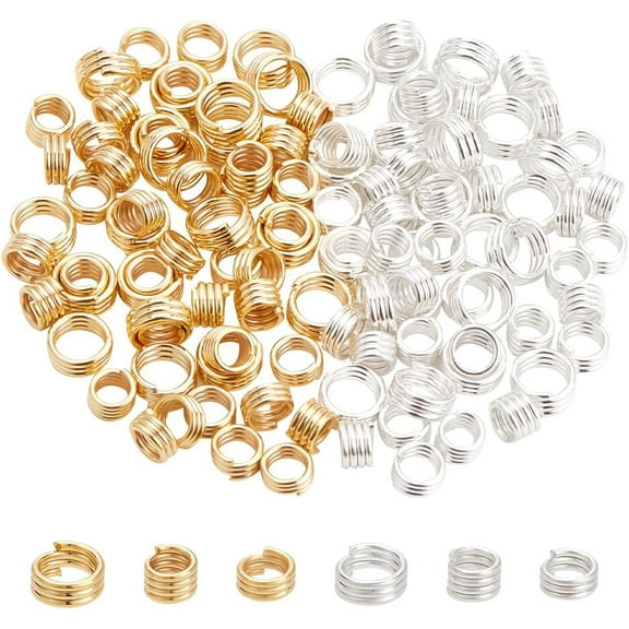 120Pcs 6 Styles Brass Split Rings Lead Free & Cadmium Free Multi Loops Jump Rings Mixed Color 4.5~6x2.7~3.5mm Inner Diameter: 3~4.5mm 20pcs/color