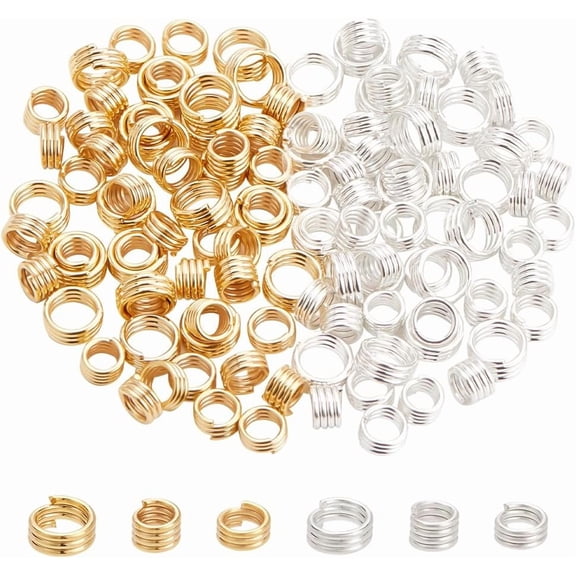 120Pcs 6 Styles Brass Split Rings Lead Free Cadmium Free Multi Loops Jump Rings Mixed Color 4.5~6x2.7~3.5mm Inner Diameter: 3~4.5mm for Handmade