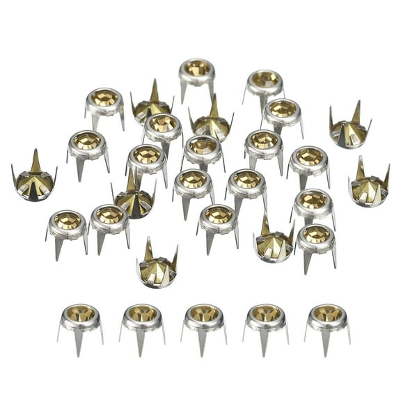 120Pcs 6mm/0.24" Rhinestone Claw Beads Nailhead, Rivets Metal Decorative for DIY Craft Making Purse, Silver Yellow