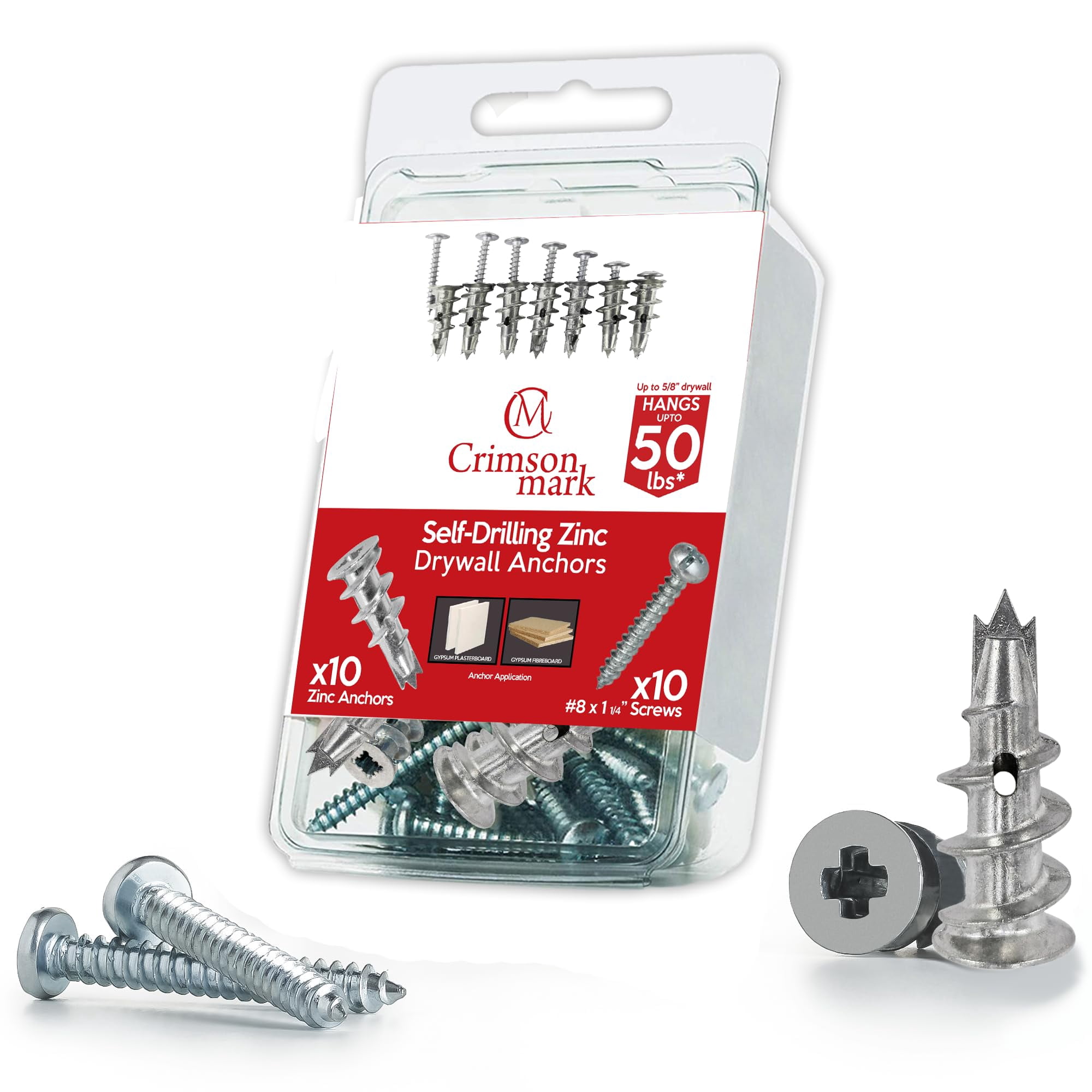 120Pcs #8 Self Drilling Drywall Anchors and Screws kit #8 x 1-1/4”- Superb Wall Anchors for Drywall, Holds Upto 75lbs – No Drill Hole Required with These Dry wall Screws and Anchors