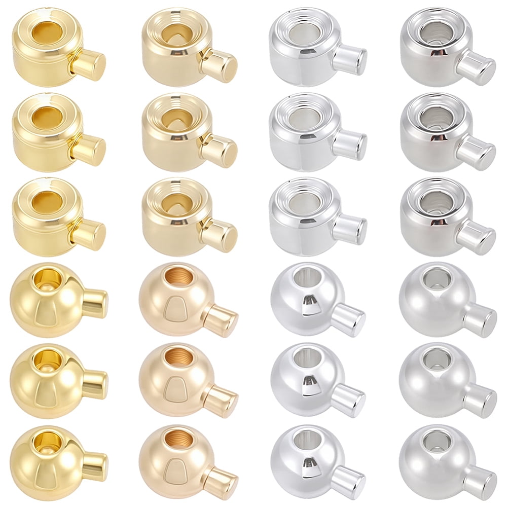 120Pcs 8 Styles Brass Crimp Beads Long-Lasting Plated Mixed Shapes Mixed Color 4.5~5x3.5x2.5~3.5mm Hole: 0.9mm 15pcs/style