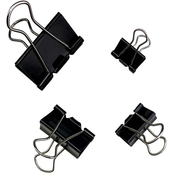 120Pcs Assorted Sizes Binder Clips, Metal Paper Clamps 4 Assorted Sizes, Medium, Small, X Small and Micro for Office Supplies, Black.