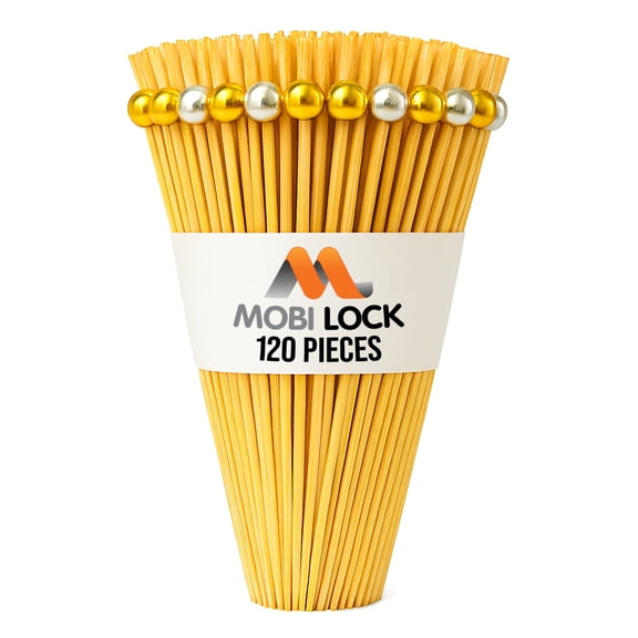 120Pcs Bamboo Cocktail Picks with Gold & Silver Pearl Tops - 4.7in (12cm) Ball Toothpicks for Appetizers and Drinks - Elegant Wooden Picks for Charcuterie Boards, Parties, & Events - by Mobi Lock