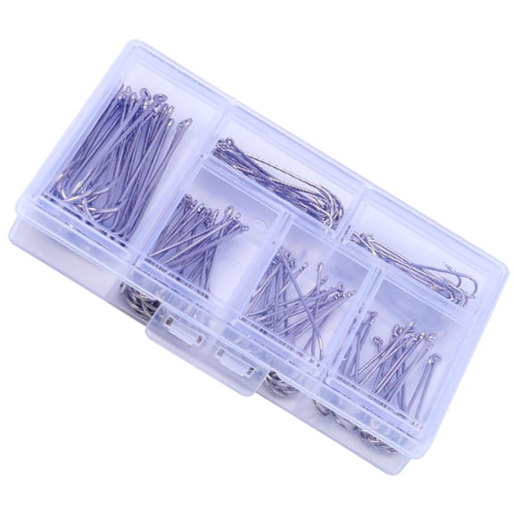 120Pcs Barbed Fishing Hook Straight Long Shank Light Wire Offset Hook Aberdeen Hook Saltwater Fishing Tackle