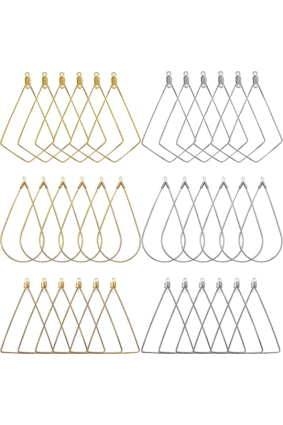 120Pcs Beading Hoop Earrings for Jewelry Making,Triangle Beading Earrings Hoop Bulk Jewelry Making Beading Supplies Teardrop Rhombus Geometric Earring Hoop for DIY Craft Earring Hoops(Gold K /White K)