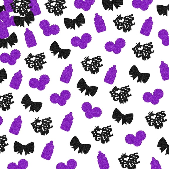 120Pcs Boss Theme Baby Shower Gender Reveal Decorations for Girls, Glitter Boss Girl Table Decor Confetti for Welcome Baby Girl Baby Shower Gender Reveal Party Supplies