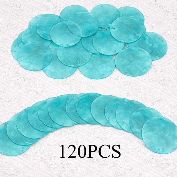 120Pcs Capiz Shells 1.97in Round Natural Shells with 2 Holes for Seashell Wind Chimes Curtain Shell Garland DIY Craft Wedding Home Decoration