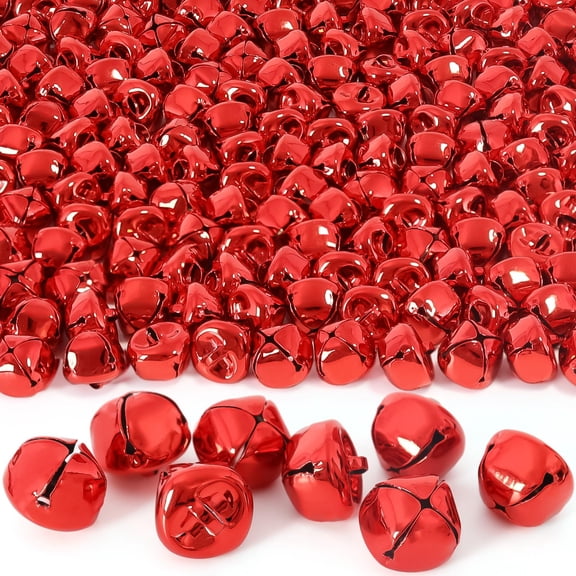 120Pcs Christmas Bells, 0.6 inch Jingle Bells Craft Bells Bulk DIY Bells Silver Bells Christmas Festival Decoration DIY Crafts, Red