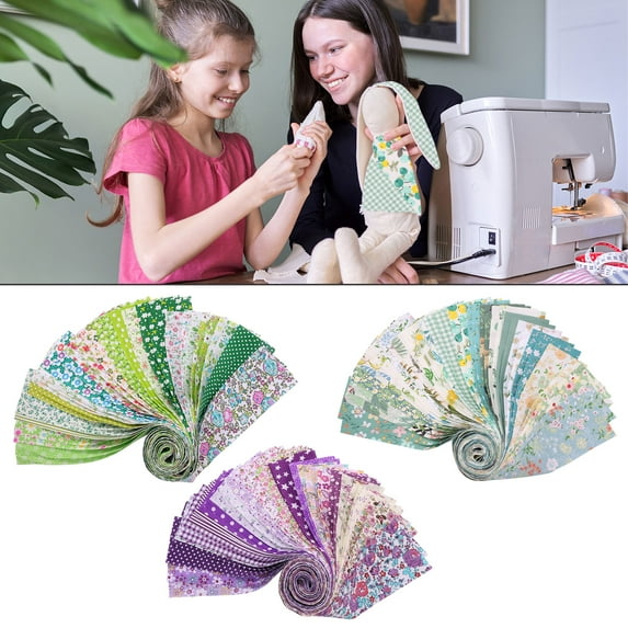 120Pcs Cotton Quilting Fabric Soft Colorful Printed Sewing Fabric Multipurpose Pre Cut Strips for DIY Handmade Crafting