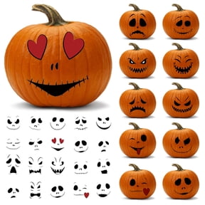 120Pcs Designs Pumpkin Decorating Stickers, Make Jack O Lantern Face Craft Decals, Pumpkin Carving Stickers Kit, Halloween Decorations Supplies Trick or Treat Party Favors