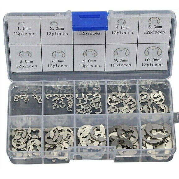 120Pcs E-Clips C Clips Stainless Steel Kit Retaining Ring Snap Internal Circlip Ring Assortment Kit Assorted 1.5Mm To 10Mm