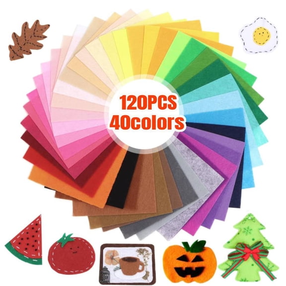 120Pcs Felt Sheets for Crafts 8x12 Inch, Assorted Color Soft Felt Fabric, Squares Non woven 1 mm Thick, for DIY Sewing Craft Patchwork Decoration