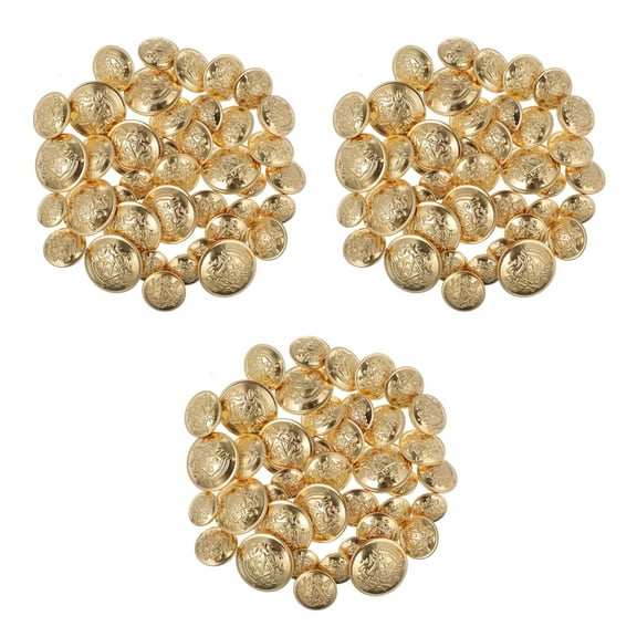 Golden 3D Carved Brass Buttons Durable and Wear-Resistant for Decoration 120Pcs