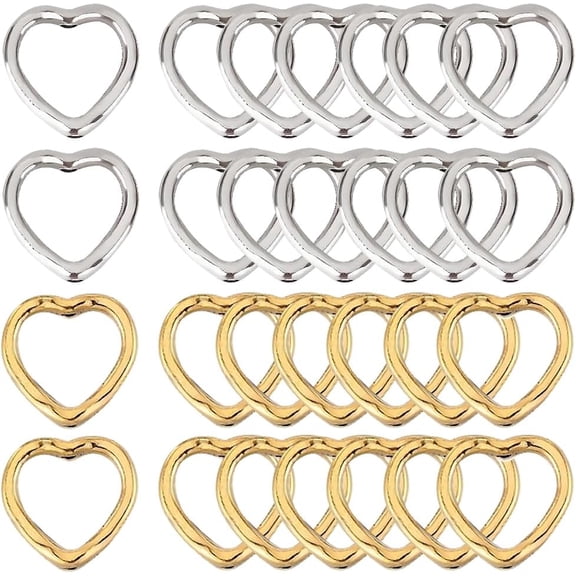120Pcs Heart Beads Frame Small Frame Metal Beads Alloy Tibetan Style Hollow Gold Silver Love Linking Rings DIY Crafts