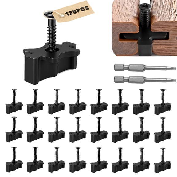120Pcs Hidden Fasteners, Deck Fasteners for Composite Decking Boards, Nylon with Stainless Steel Screws, Universal Clips Boards