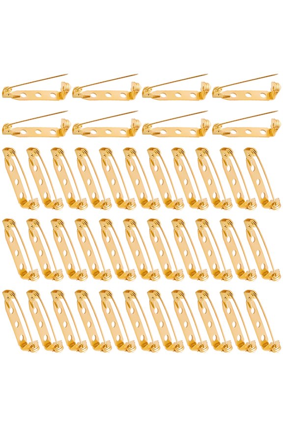 120Pcs Iron Brooch Findings Back Bar Pins Golden 26x4.5mm Hole: 2mm pin: 0.5mm diy