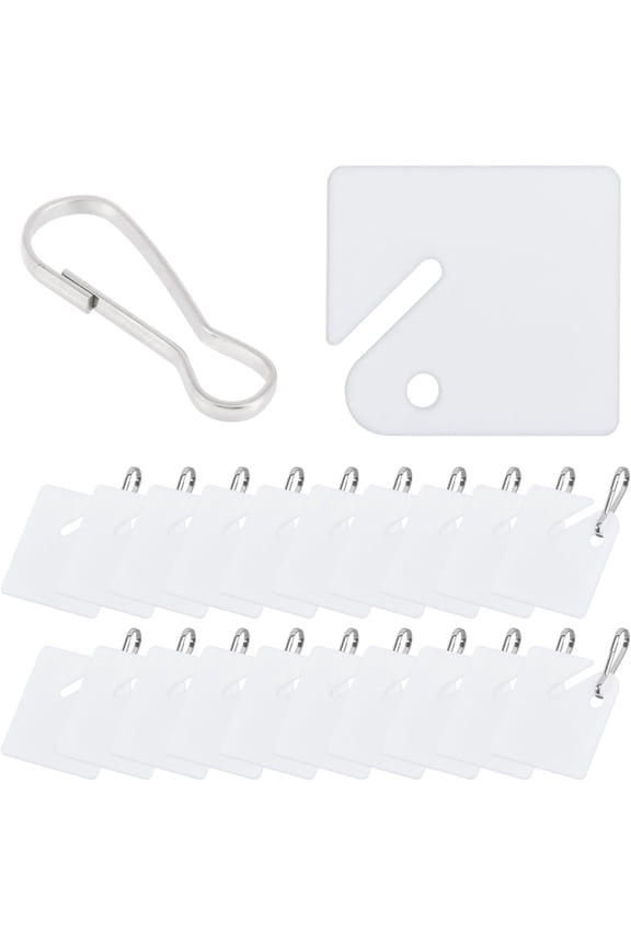 120Pcs Key Tags 1.4x1.5inch White Plastic Hanging Tags with Metal Snap Hooks Rack Key Tags White Square Hanging Tags Blank Identify Key Tag for Home Office Garage Cabinets Boxes Lockers White DIY
