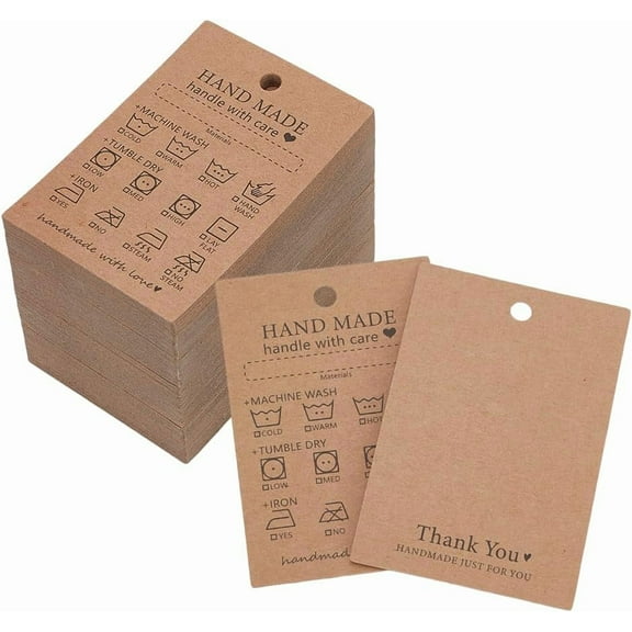 120Pcs Kraft Paper Handmade Price Tags Rectangle Sandy Brown 7.5x5x0.05cm for diy