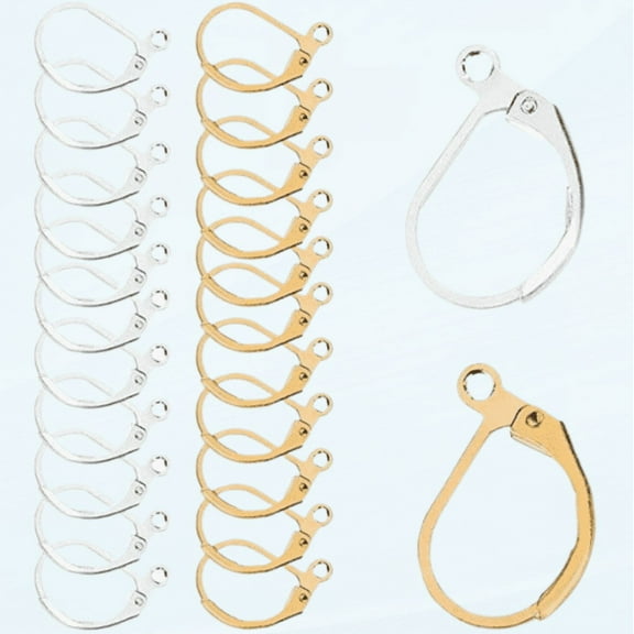 120Pcs Lever Back Ear Wires, Hypoallergenic Leverback Earwire Earring Hooks Open Loop for Jewelry Making Findings, 60 Gold and 60 Silver