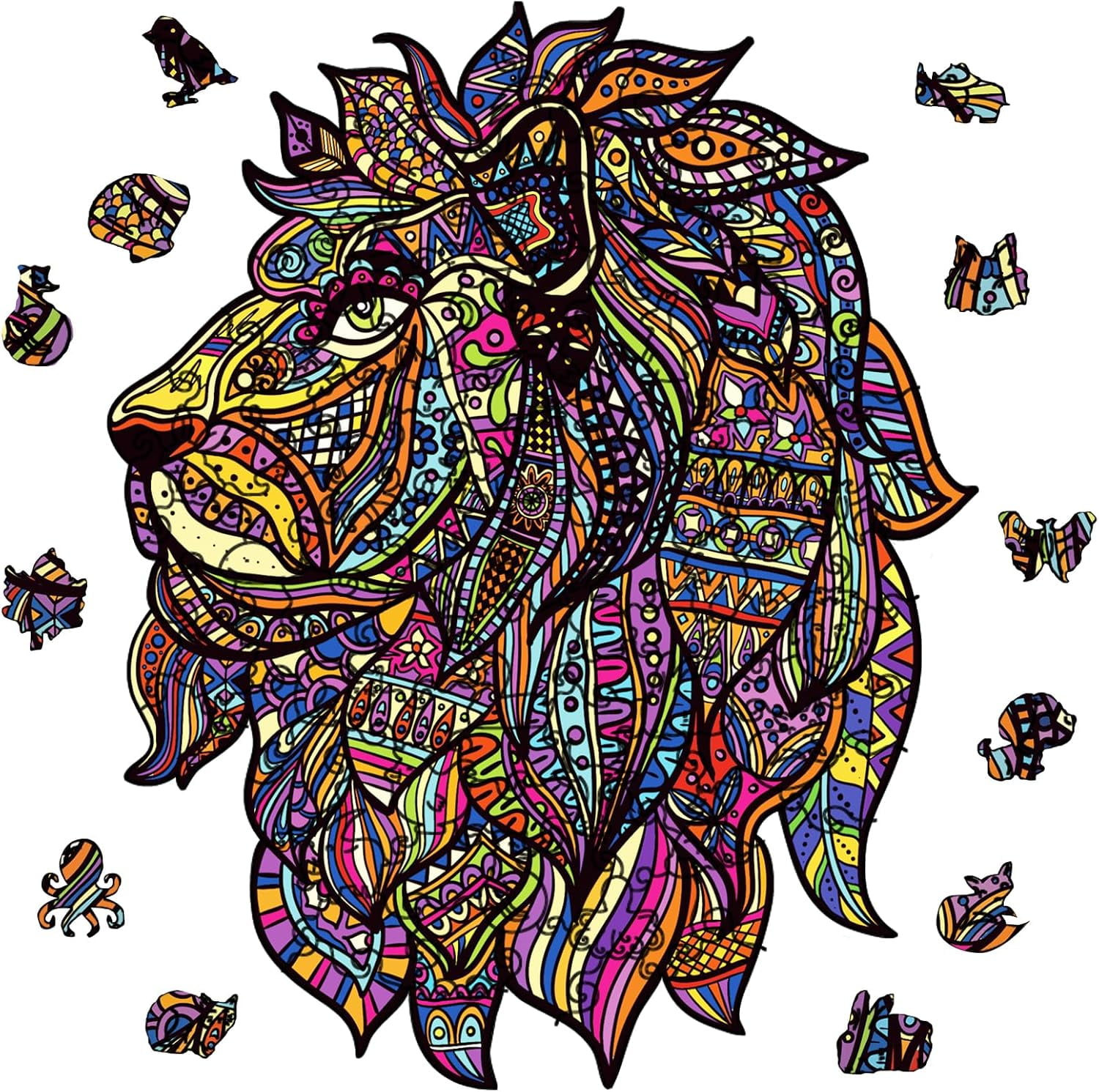 120Pcs Lion Wooden Jigsaw Puzzles for Adults Animals Shaped Jigsaw ...