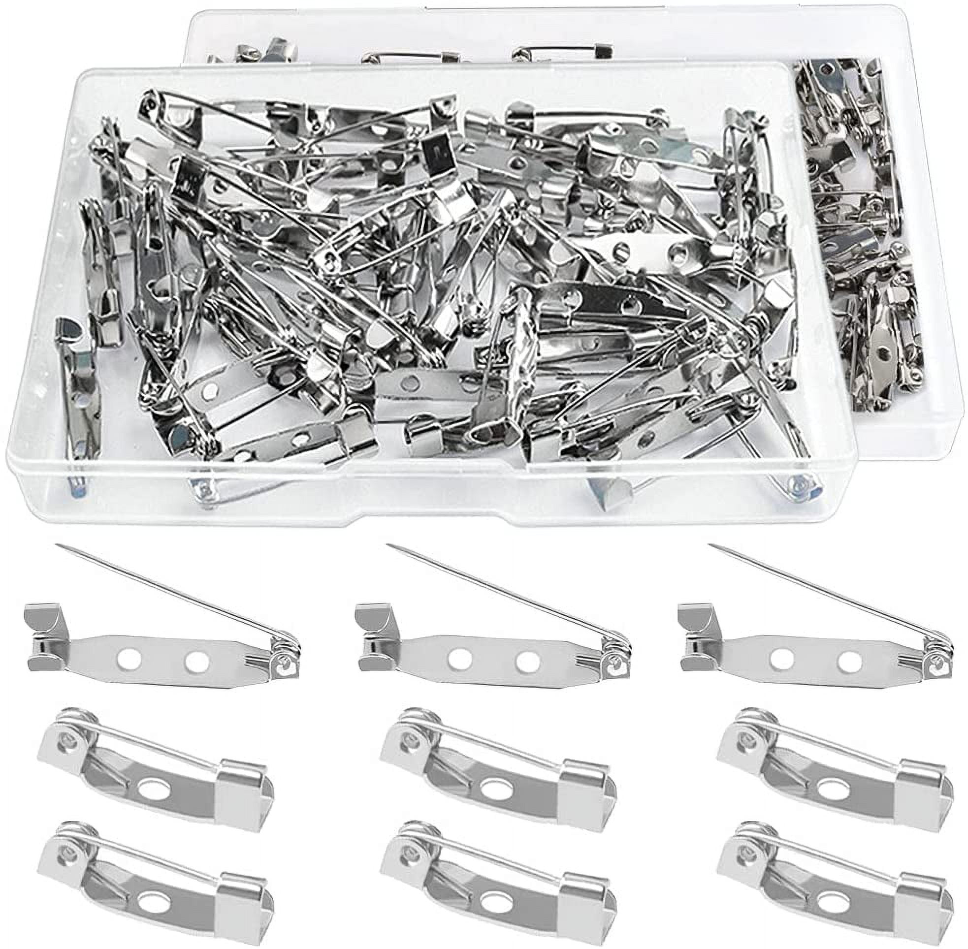 120Pcs Locking Pins Backs Brooch Badge Bar Pins Jewelry Pins with Holes for DIY Crafts Name Tags Jewelry Making DIY Crafts Accessories Mother's Day Gift (15MM/25MM)