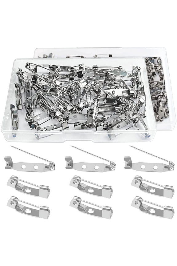 120Pcs Locking Pins Backs Brooch Badge Bar Pins Jewelry Pins with Holes for DIY Crafts Name Tags Jewelry Making DIY Crafts Accessories Mother's Day Gift (15MM/25MM)