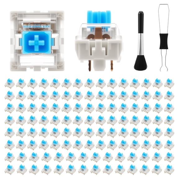120Pcs Mechanical Keyboard Switch Mechanical Keyboard Blue Switch 3 Pin Keyboard Tactile Switch Replacement Waterproof and Dustproof for Typist