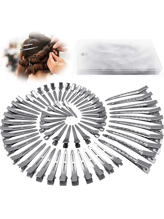 120Pcs Metal Duck Billed Hair Clips for Women Styling Sectioning, Silver Hair Pins for Long Hair, Alligator Curl Loc Clips for Thick Hair Roller, Salon, Bows DIY
