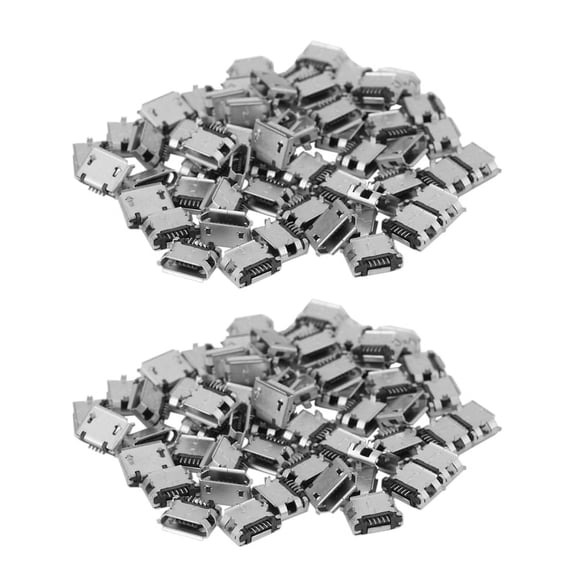 120Pcs Micro-USB Type B Female 5 Pin SMT Placement SMD DIP Socket Connector,120 x 5Pin Female SMT Socket Connector,SILVER