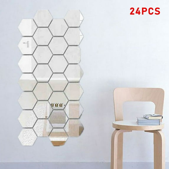 120Pcs Mirror Wall Stickers DIY Non Glass Hexagon Mirror Sticker 3D Acrylic Reflective Mirror Perfect For Living Rooms Bedrooms Bathrooms