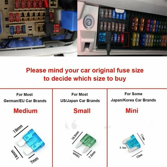 120Pcs Mix Assorted Car Mini Low Profile Fuse Box For Japan/Korea Car Brands