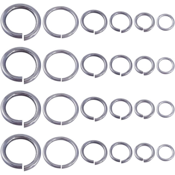 120Pcs Open Jump Rings 304 Stainless Steel 10-20mm Large Connector Split O Rings