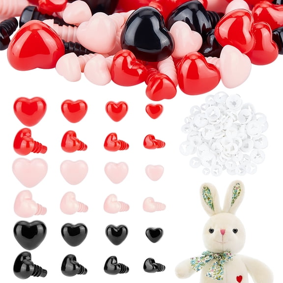 120Pcs Plastic Safety Noses for Crochet Stuffed Animals With Washers - 7mm to 20mm