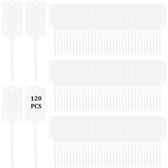 120Pcs Plastic Seals Shipping Tags Cable Ties White Rectangle Self-Locking Written-on Cord Marker Wire Marking Label Shipping Hanging Tags Mark Labels