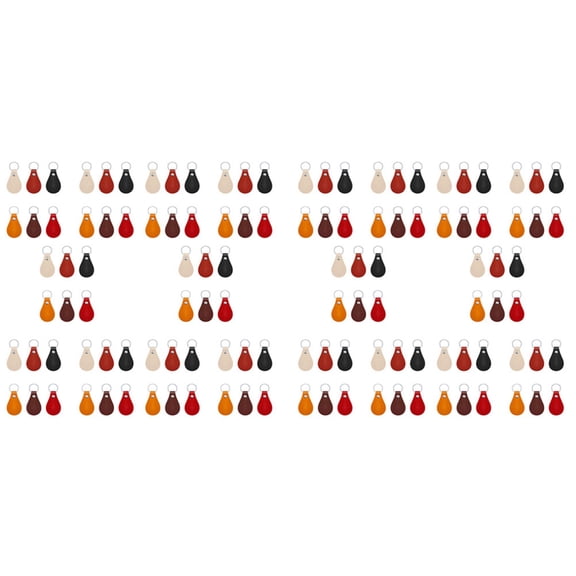 120Pcs Pu Leather Key Fob Kit Leather Key Fobs Blanks with Rivets and Key Rings Leather Keychain for DIY Laser Engraving