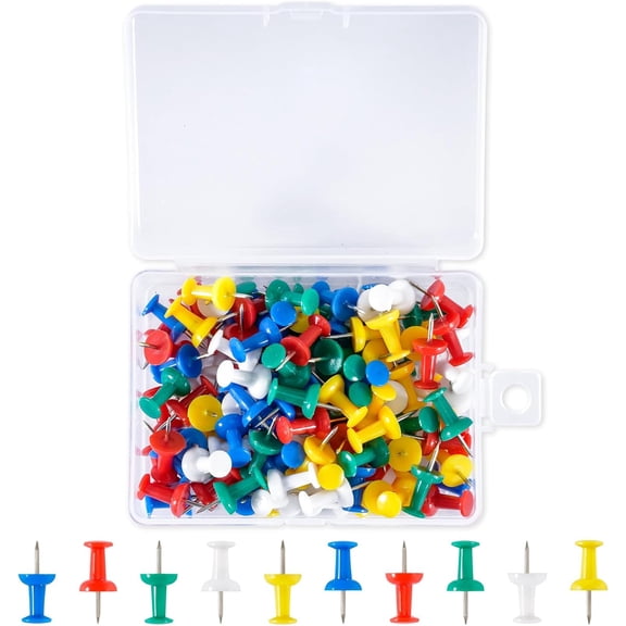 120Pcs Push Pins for Bulletin Board, Thumb Tacks for Cork Board, Colorful Plastic Head, Steel Tip, Thumbtacks for Wall Poster Photo Maps Pictures Office Home Decor