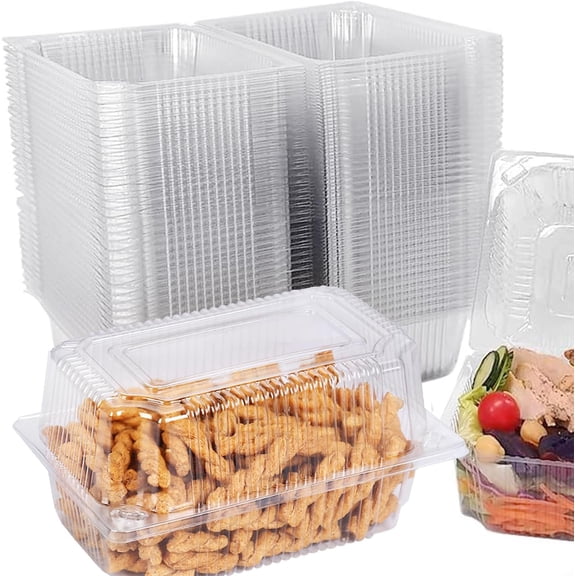 120Pcs Rectangle Cake Boxes, Reusable Cupcake Slice Container with Lid Stackable Clear Rectangle Individual Dessert Box, Cake Storage Box for Salad, Sandwich, Cheese