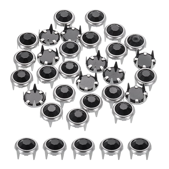 120Pcs Rhinestone Stud Refills, 5.5mm/0.22" Rhinestone Claw Beads Nailhead, Rivets Metal Spikes Rivet Decorative for DIY Leather Craft Making Purse Clothing Shoes Belt, Black