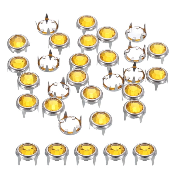 120Pcs Rhinestone Stud Refills, 5.5mm/0.22" Rhinestone Claw Beads Nailhead, Rivets Metal Spikes Rivet Decorative for DIY Leather Craft Making Purse Clothing Shoes Belt, Champagne
