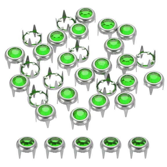 120Pcs Rhinestone Stud Refills, 5mm/0.2" Rhinestone Claw Beads Nailhead, Rivets Metal Spikes Rivet Decorative for DIY Leather Craft Making Purse Clothing Shoes Belt, Lake Green