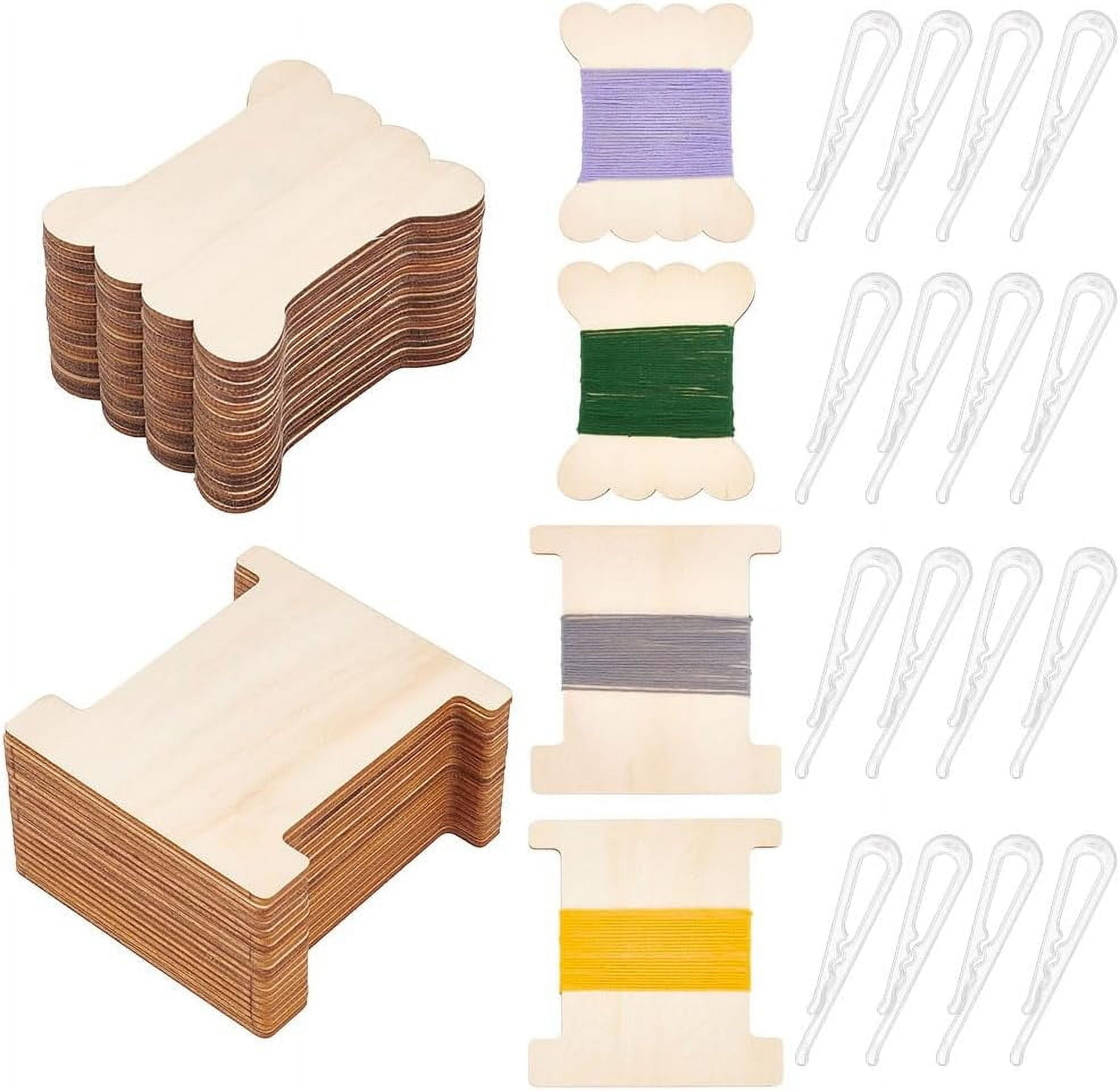 120Pcs Ribbon Storage Organizer Set, 60Pcs Flat Wood Ribbon Spools with ...