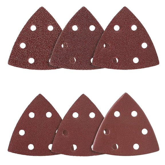 120Pcs Sandpaper Kit,Triangular Sanding Pads with Holes,Multi Functional Frosted Paper,Hook and Loop Sandpaper,Assorted 40/60/80/120/180/240 Grits Fit for Wood, Metal, Paint Polishing(Brown)