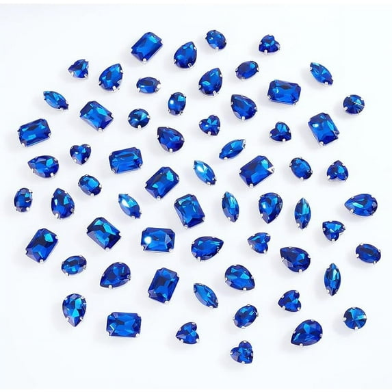 120Pcs Sew on Rhinestones Flatback Glass Sewing Rhinestones Stone with Silver Claw Settings Sew on Glass Gems Rhinestone Buttons