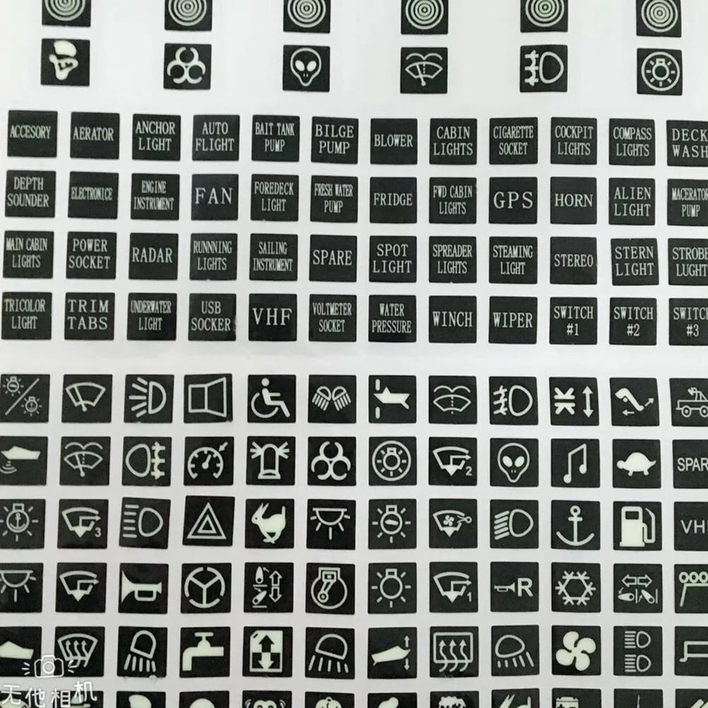 120Pcs/Sheet Rocker Switch Label Decal Circuit Panel Luminous Sticker ...