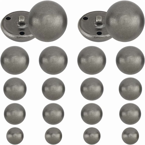 120Pcs Silver Brass Half Round Buttons Vintage Sparkle 3 Holes Metal Button Assorted Sizes Mushroom Domed Decorative Snaps Clothing Accessories Decor Dresses DIY Crafts Platinum 1set