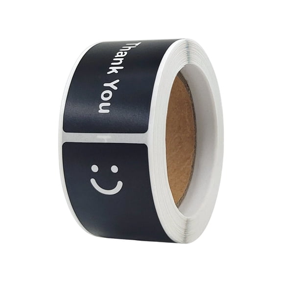 120Pcs Smiling Face Thank You Sticker 76x25mm Rectangular Thank You Label Adhesive Wrapping Label for Gift Packaging