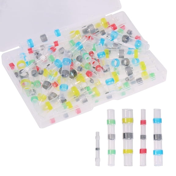 120Pcs Solder Seal Wire Connectors Mixed Colors Waterproof Solder Seal Heat Shrink Connectors Electrical Connectors for Stereo Anti-Corrosion and Weather Protection