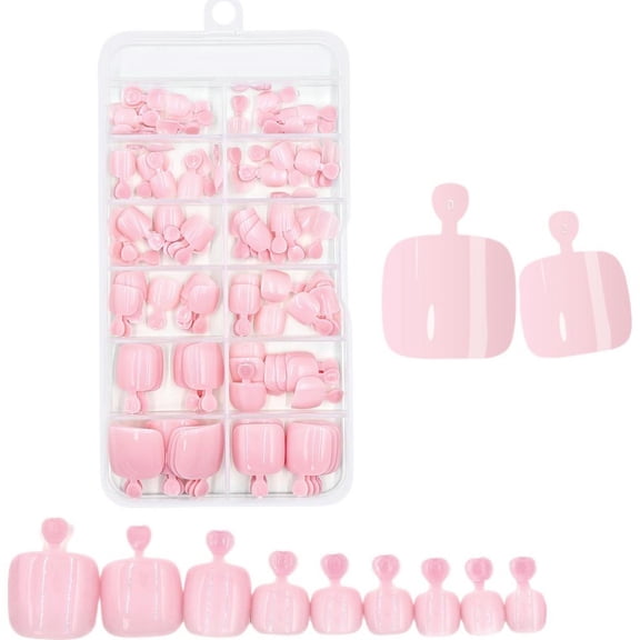 120Pcs Solid Color Press On Toenails Set, Full Cover Nude & Multi-color False Toe Nails in Storage Box, Reusable Foot Manicure Artificial Nail Tips