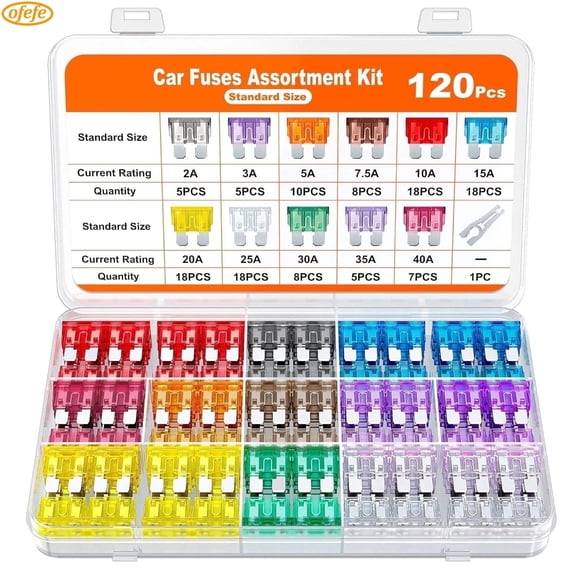 120Pcs Standard Fuse Kit,Car Fuses Assortment Kit,Blade Fuses Automotive(2Amp 3A 5A 7.5A 10A 15A 20A 25A 30A 35A 40A)+Auto Fuse Puller