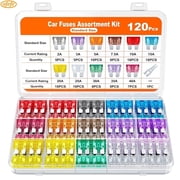120Pcs Standard Fuse Kit,Car Fuses Assortment Kit,Blade Fuses Automotive2Amp 3A 5A 7.5A 10A 15A 20A 25A 30A 35A 40A+Auto Fuse Puller